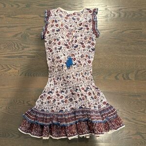 M.A.B.E Sundress, Floral Maroon & Blue, Size XS
